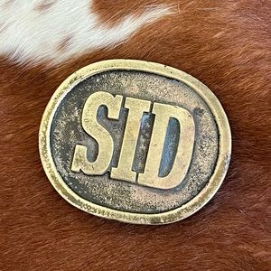 Vintage SID name brass belt buckle